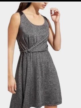 Athleta Women's Sleeveless Heather Gray Knit Tie-Waist Dress